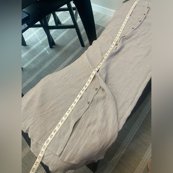 Eileen Fisher Textured Gray Stripe Crepe Rayon Button Down Midi Dress Size XS - Picture 5 of 6